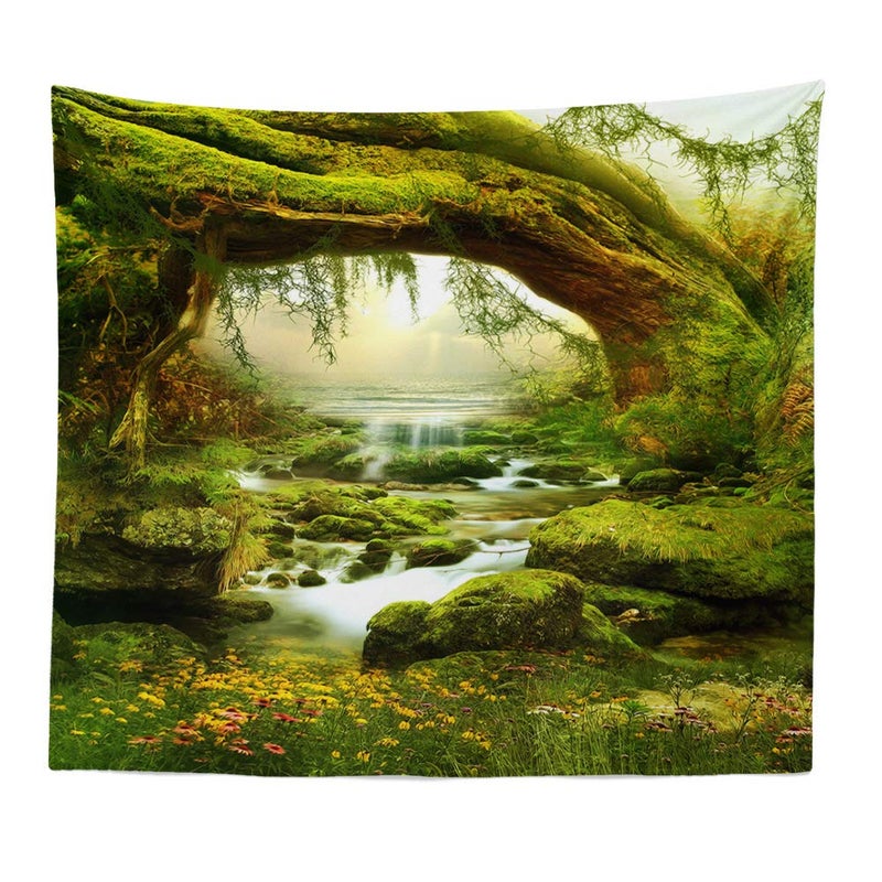 Llamazing Forest Landscape Home Decor - Living Room & Bedroom Magic Tapestry (Sunlight&Creek, 60''L51''W) - Image 2
